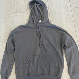 Gray sponge Fleece pull over DTM hoodie with kangaroo pockets